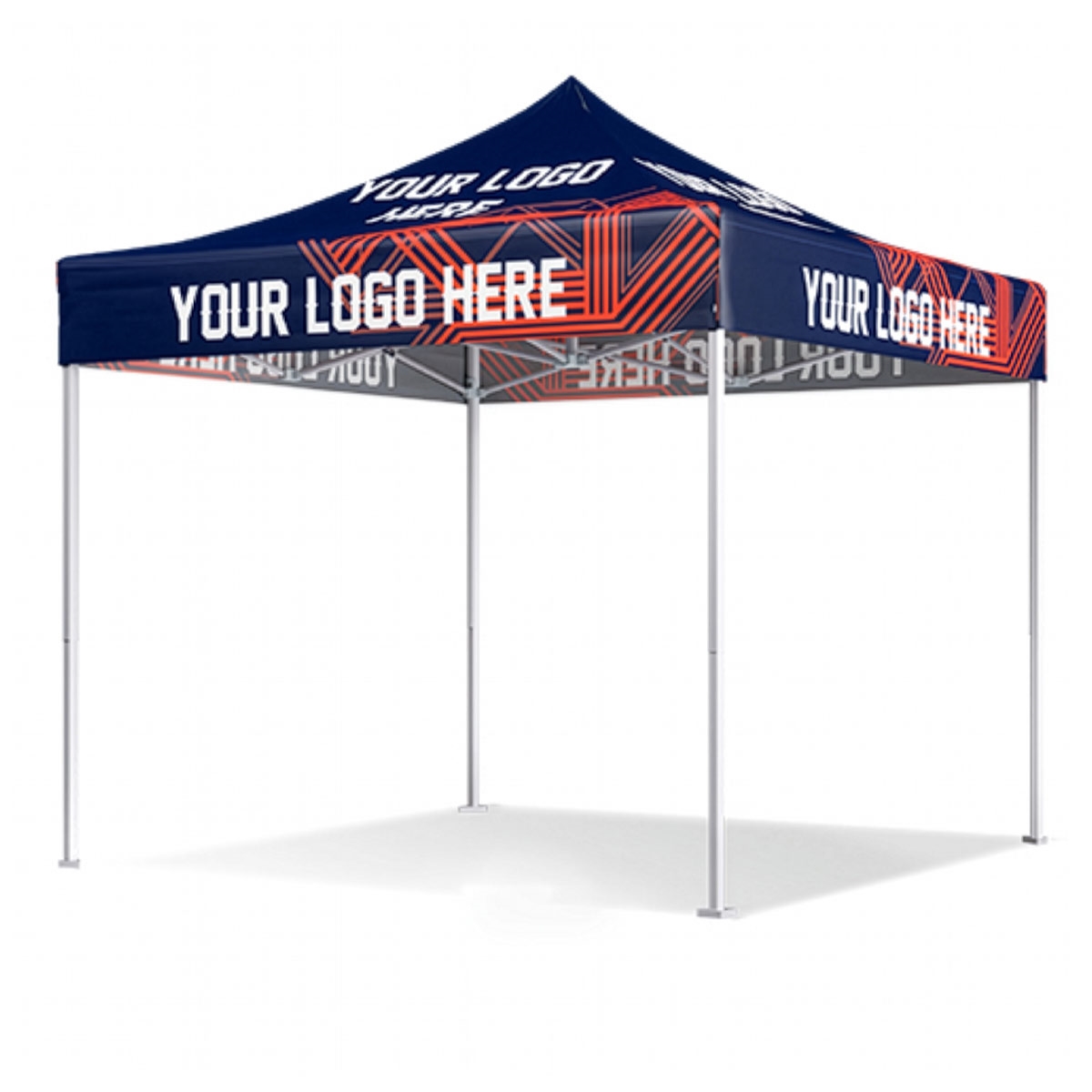 Custom printed 10x10 branded pop-up tent with logo on the canopy