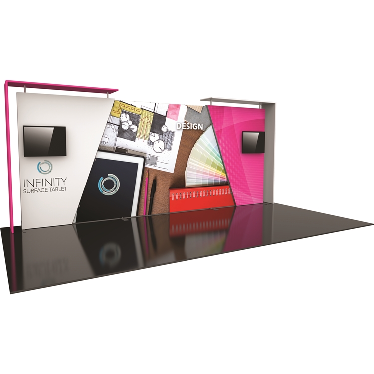 20ft Formulate tension fabric trade show display with curved fabric walls
