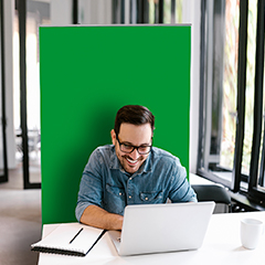 Green screen backdrop displays for online conferences